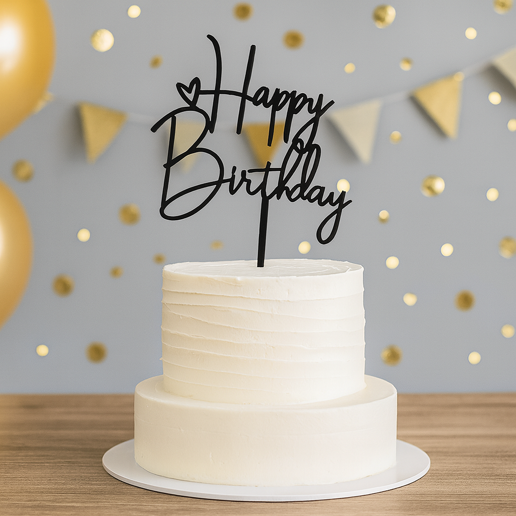 Cake Topper Noir Cœur