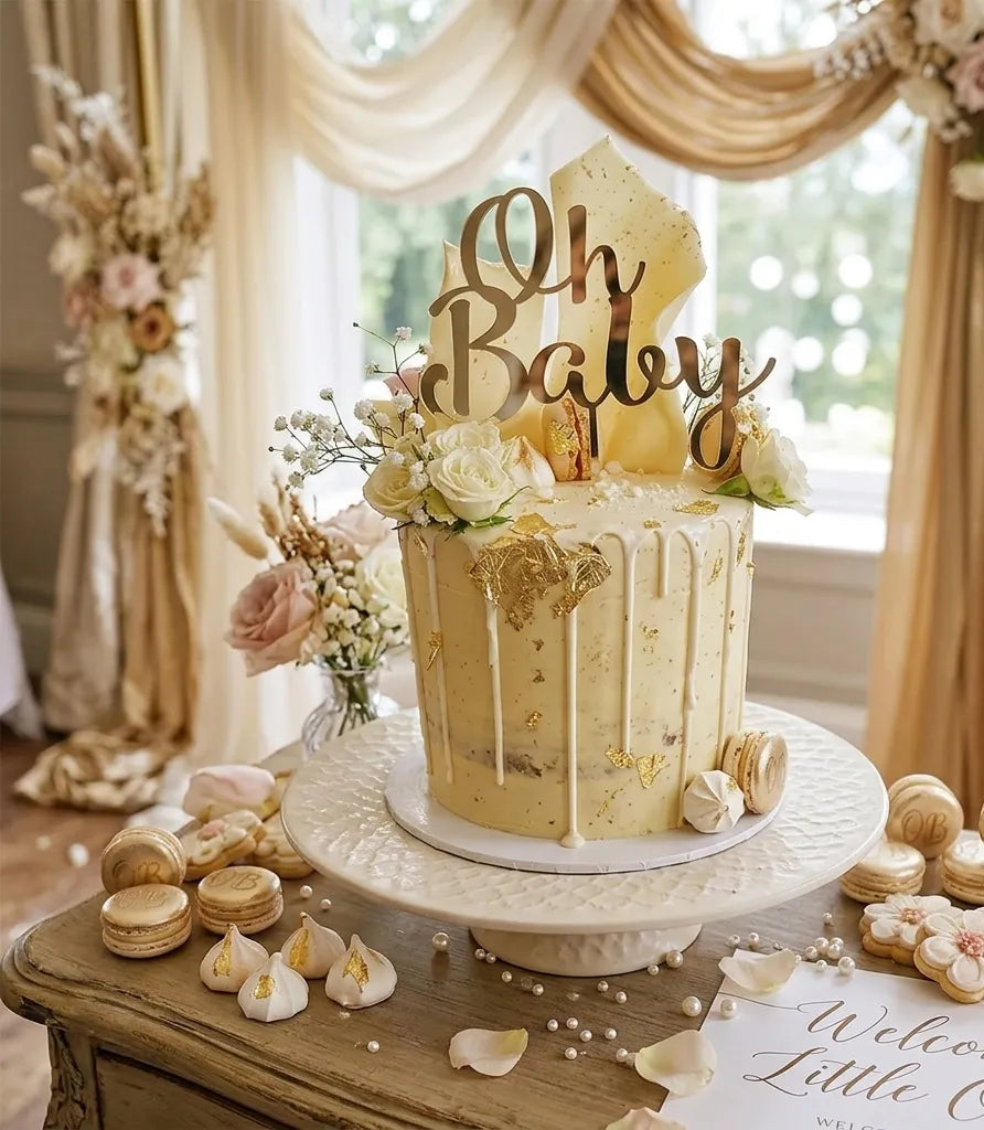 Cake Topper Oh Baby Doré Léger