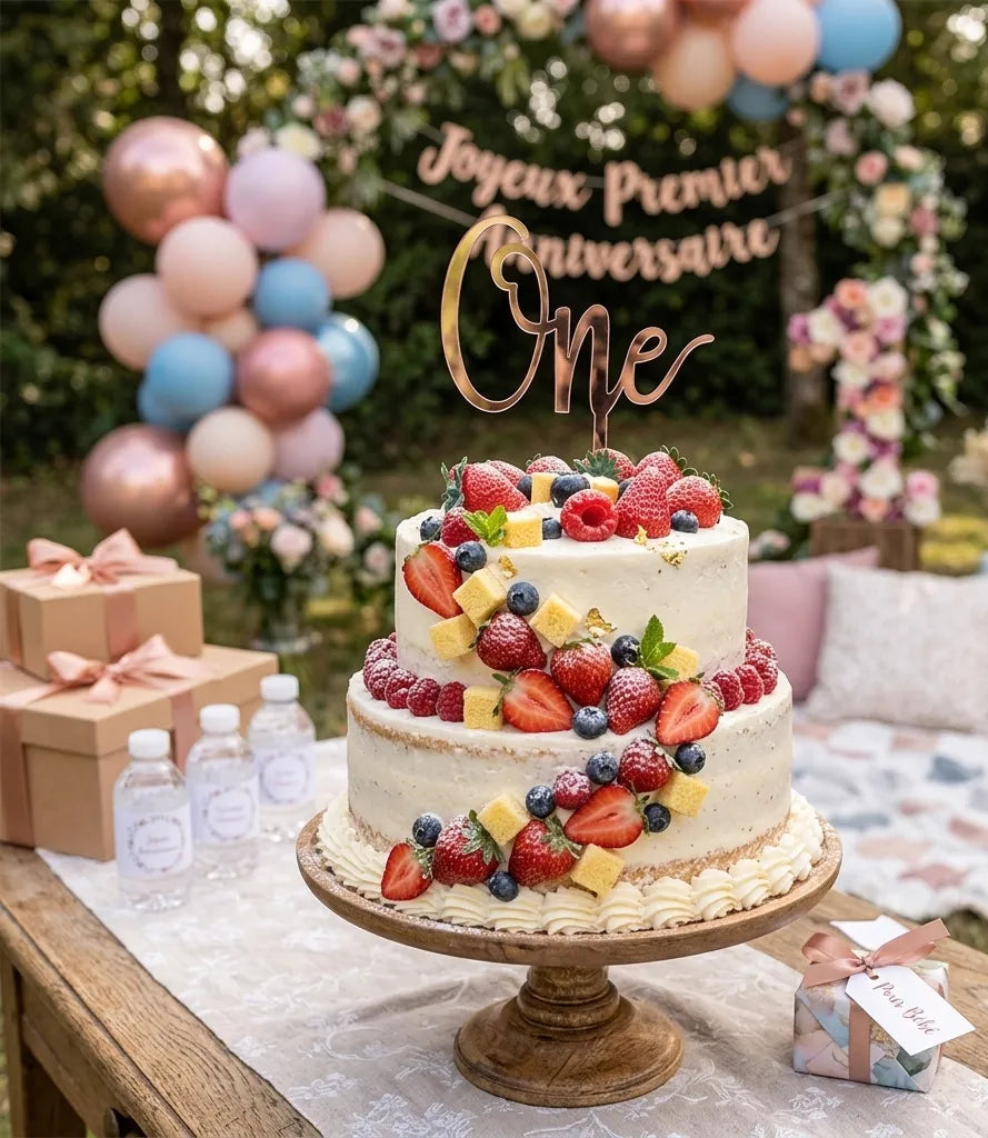 Cake Topper One Rose Gold Légère