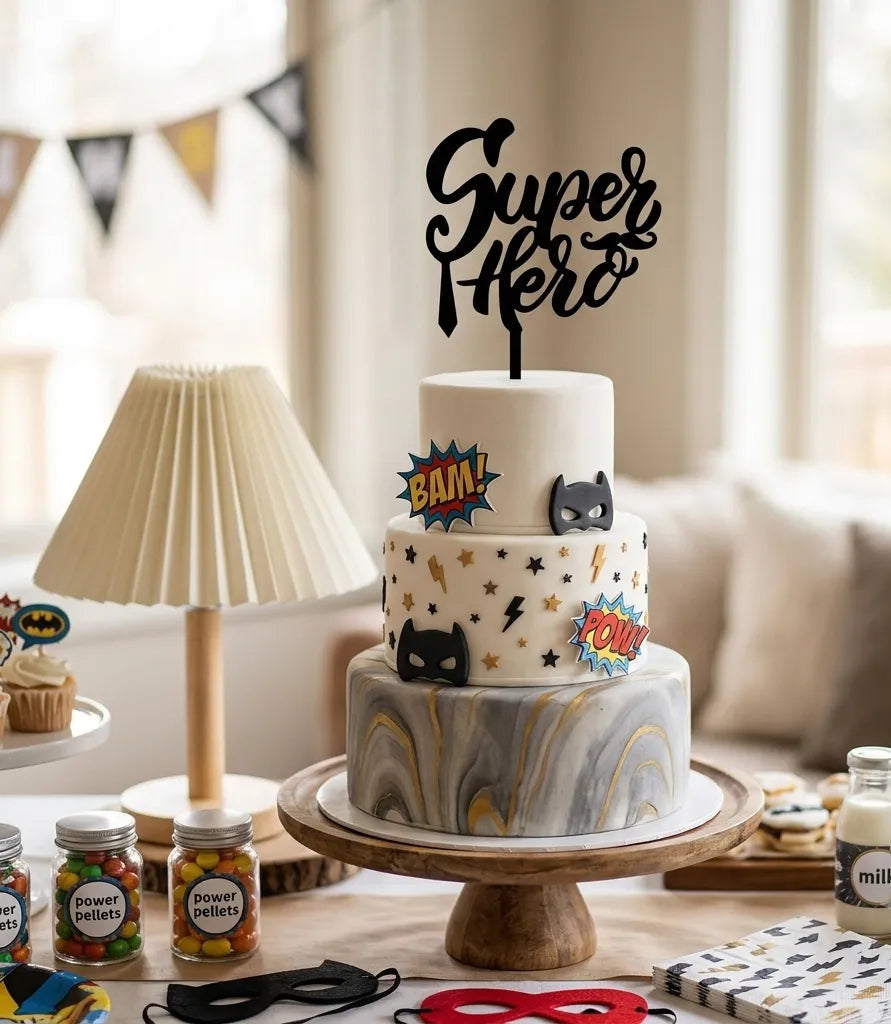 Cake Topper Super Hero Noir Légère