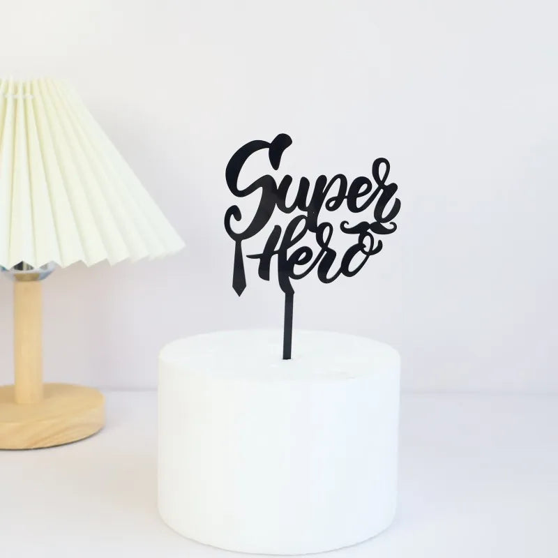 Cake Topper Super Hero Noir décoratif