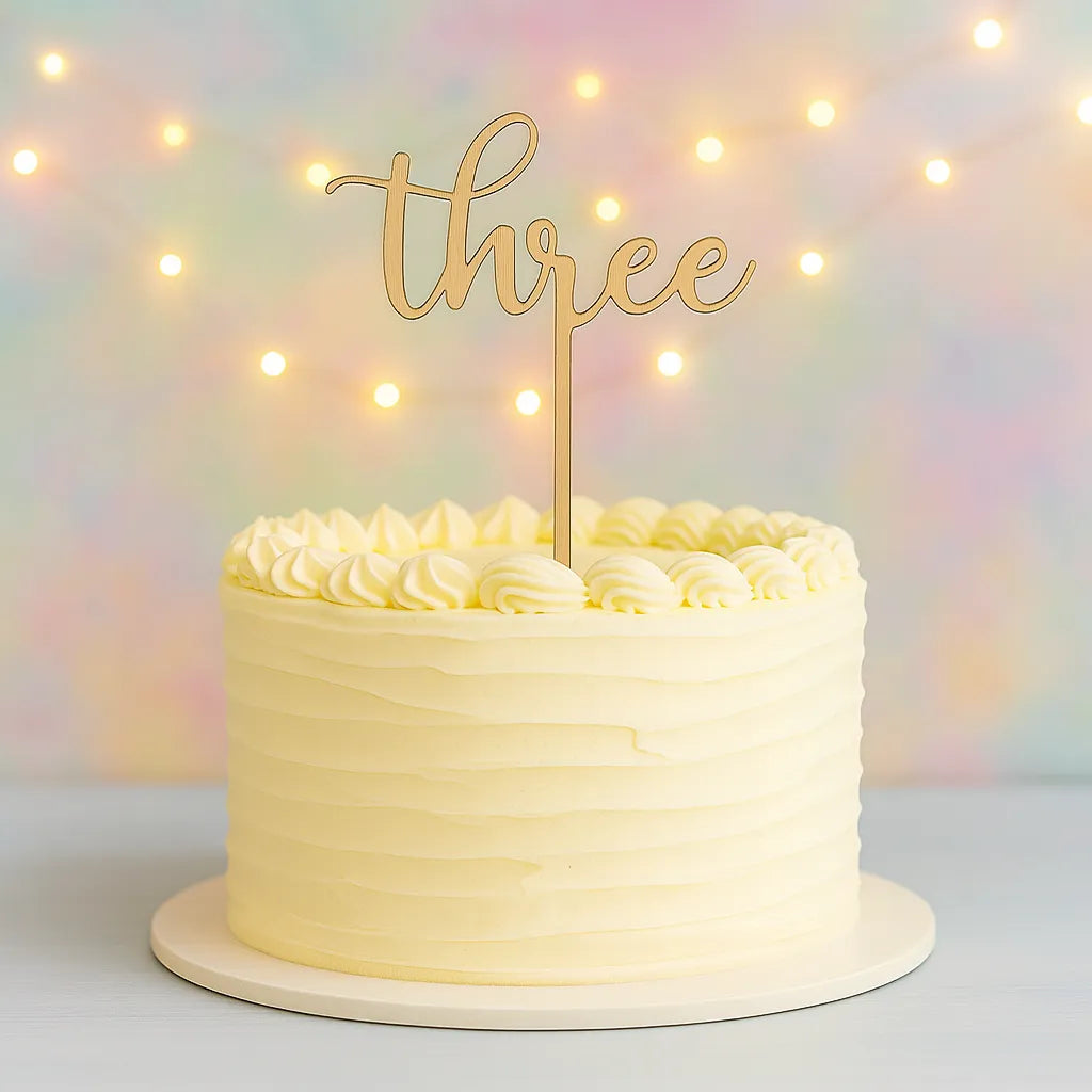 Cake Topper “Three” Chic