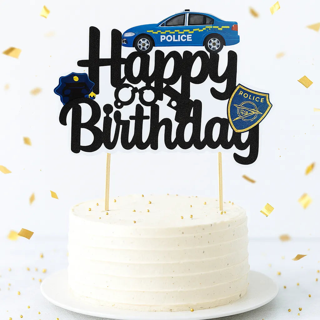 Cake Topper Voiture de Police Stylé