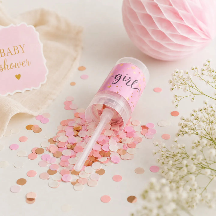 Canon à Confettis Baby Shower Rose