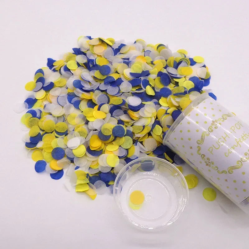 Canon à Confettis Bleu et Jaunes Moderne