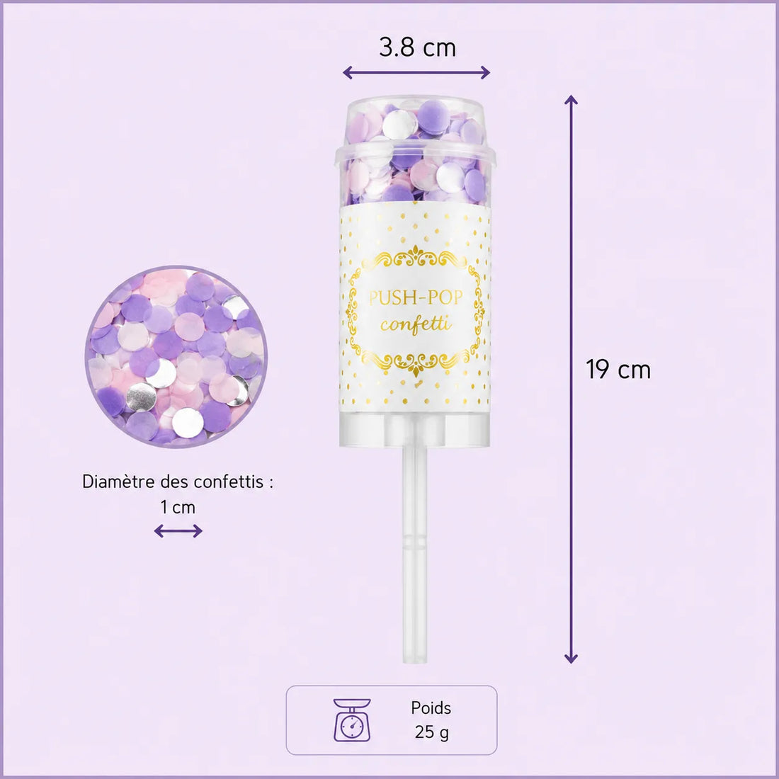 Canon à Confettis Violets Festif