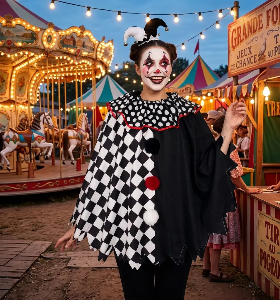 Cape Clown Noire et Blanche à Motifs Original