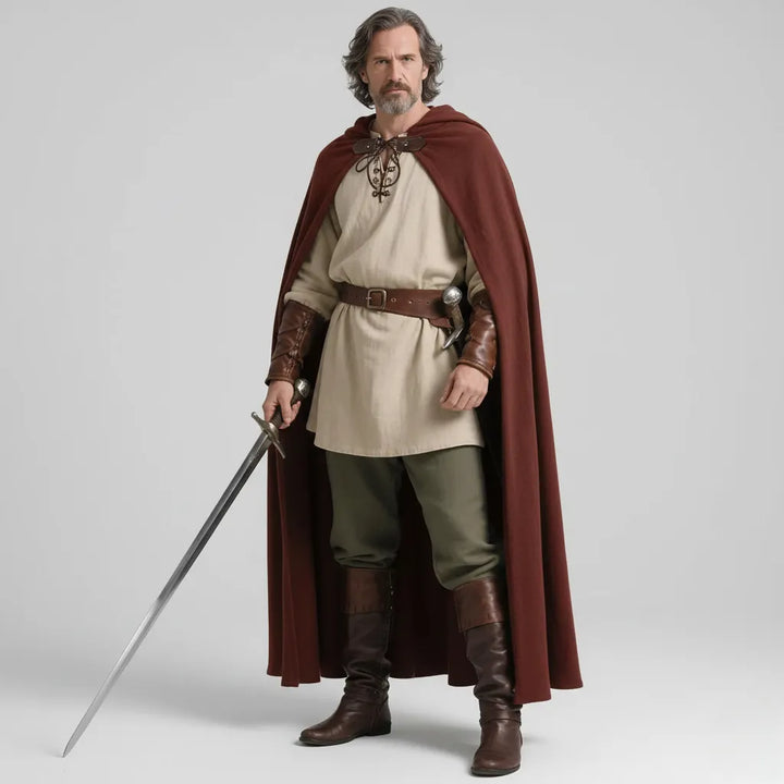 Cape Médiévale à Capuche Marron