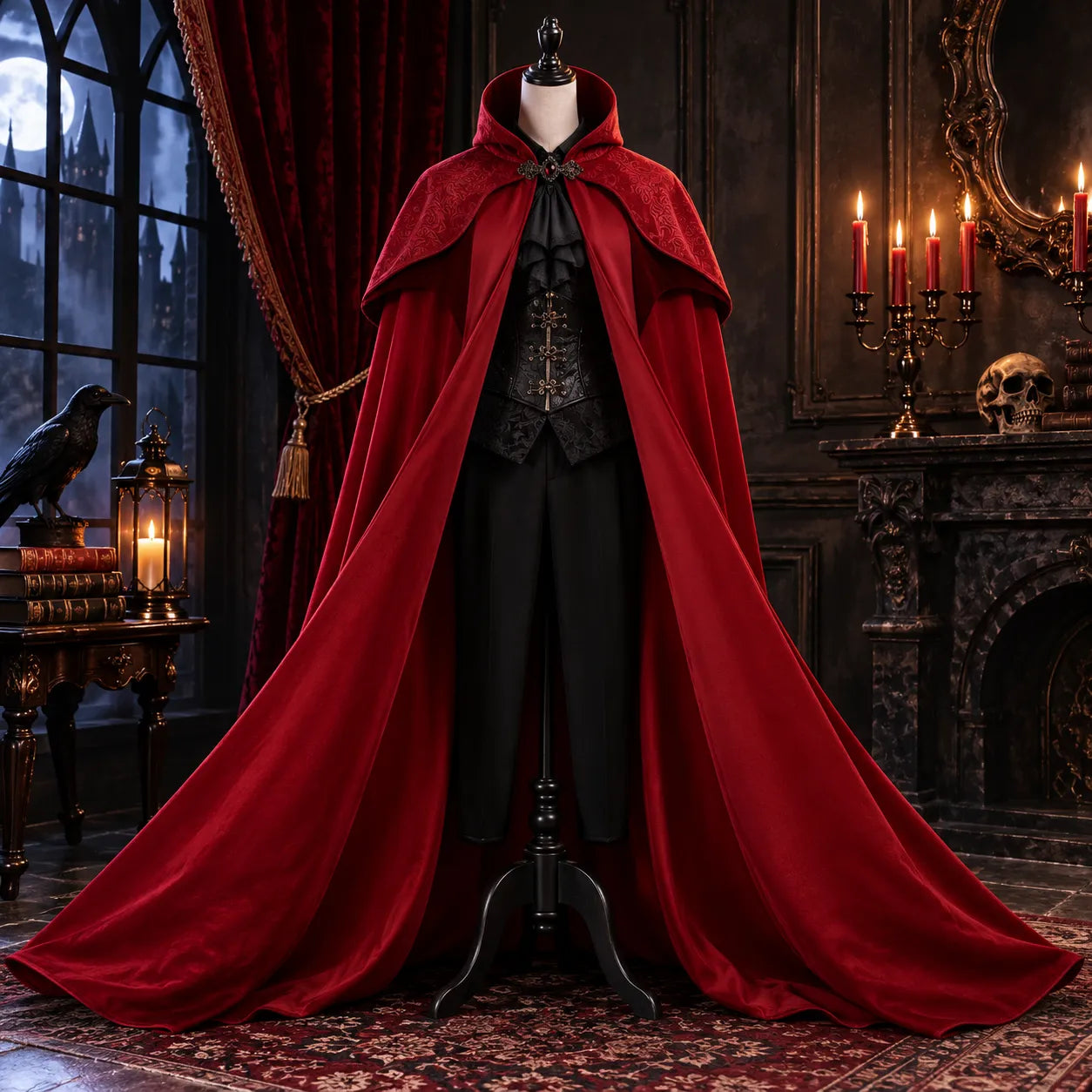 Cape Vampire Gothique Rouge Homme raffiné