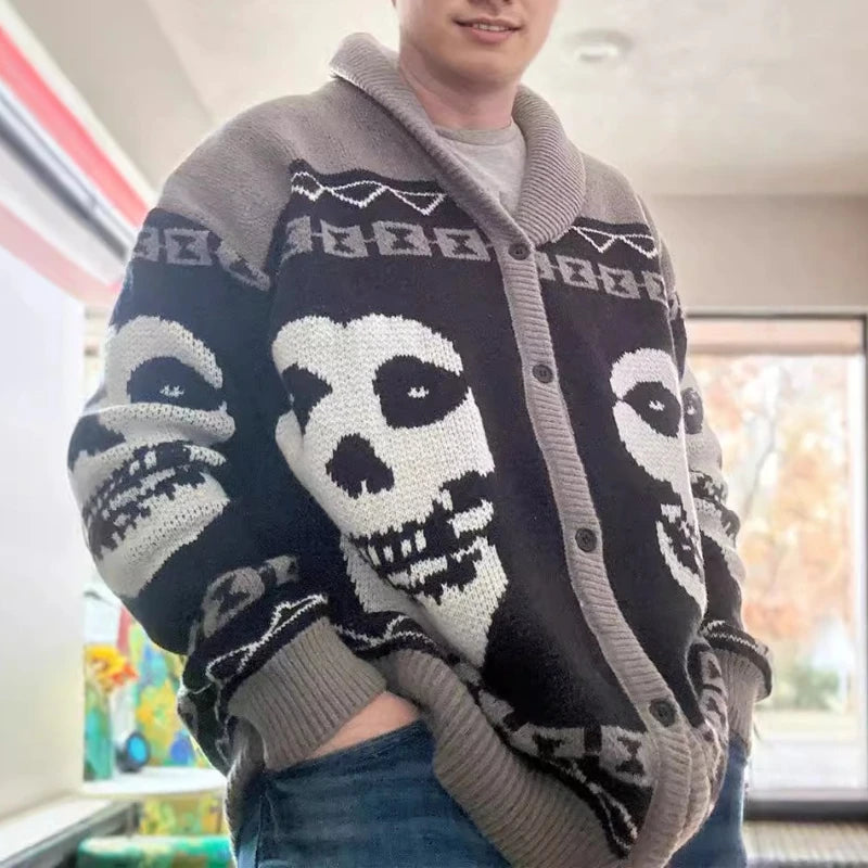 Cardigan Tricoté Crâne Halloween Original