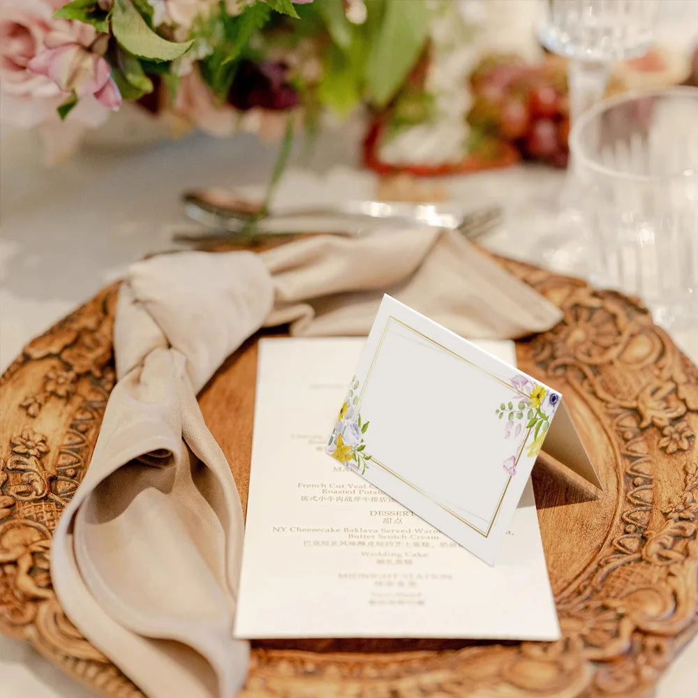 Carte Marque Place Mariage Motif Fleuri Chic