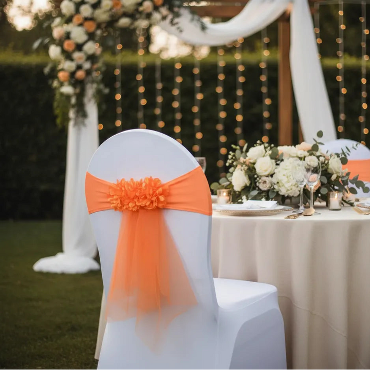 Ceinture Orange Florale pour Chaise Mariage