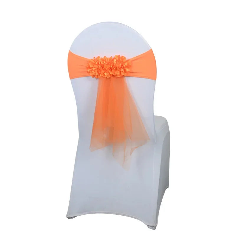 Ceinture Orange Florale pour Chaise Mariage Chic