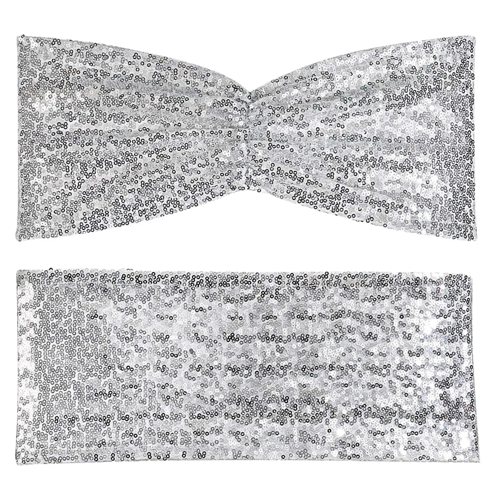 Ceinture de Chaise Mariage Argentée Pailletée Chic