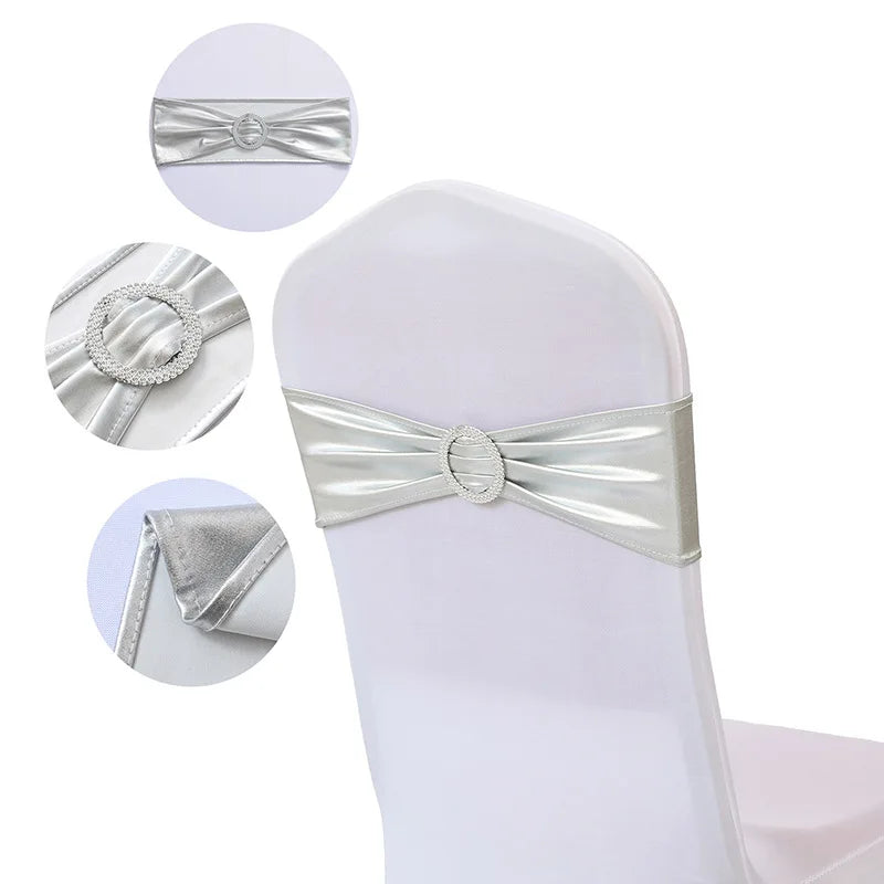 Ceinture de Chaise Mariage Argentée Unique