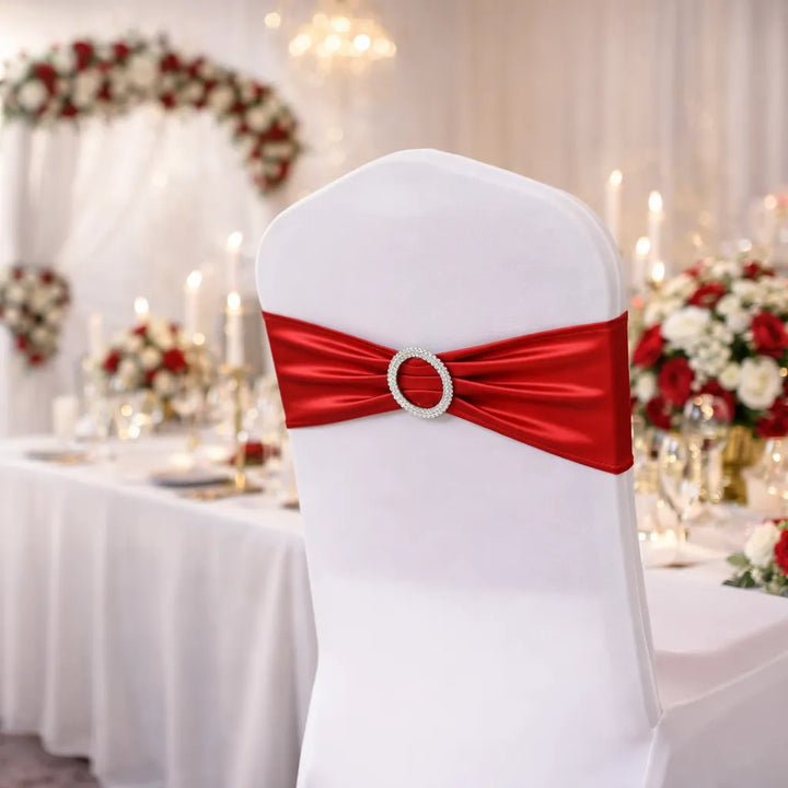 Ceinture de Chaise Mariage Elégante Rouge