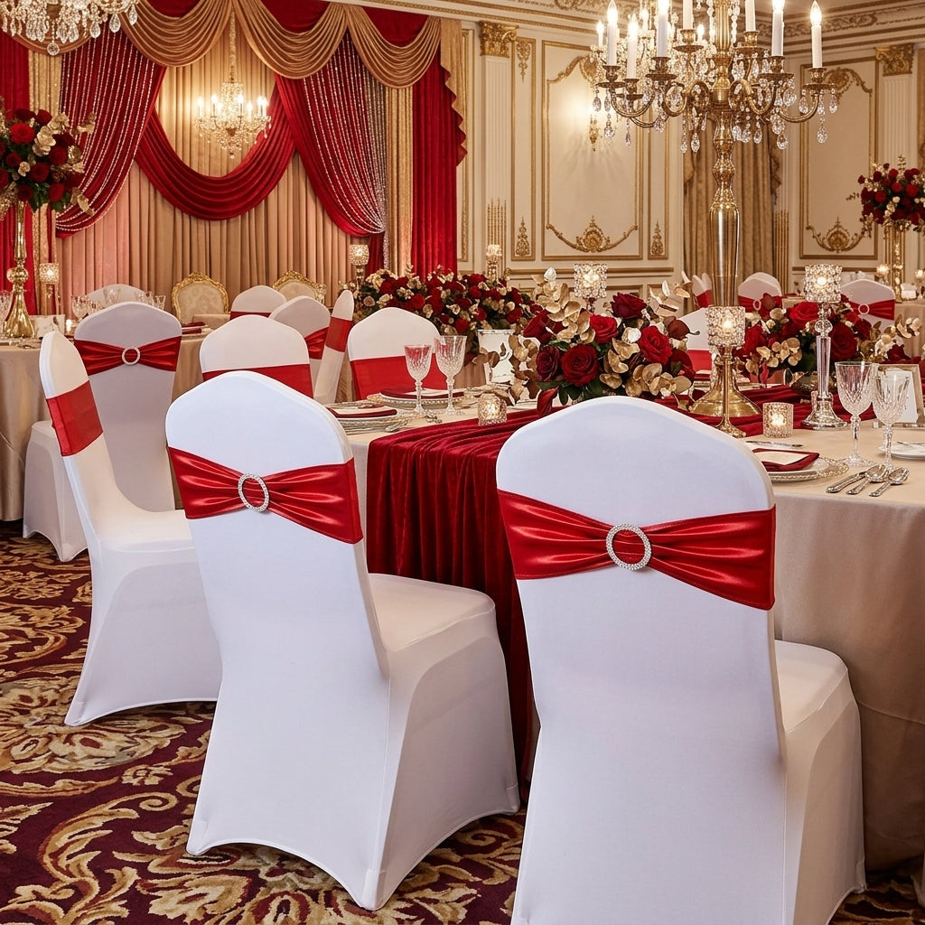 Ceinture de Chaise Mariage Elégante Rouge Elégant