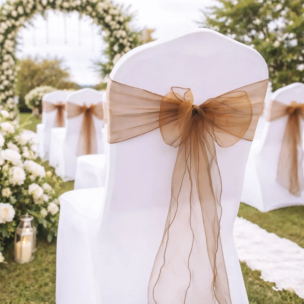 Ceinture de Chaise Mariage Marron Transparent