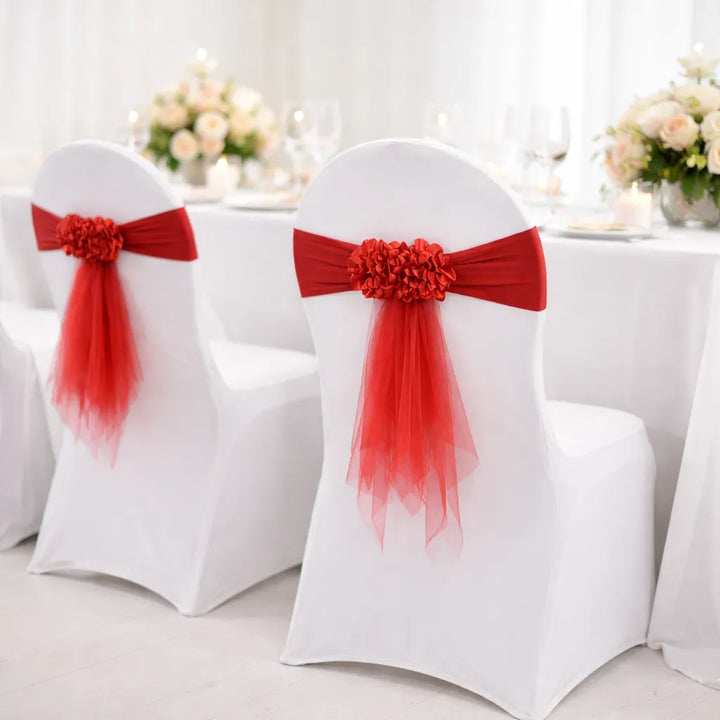 Ceinture de Chaise Mariage Rouge Florale