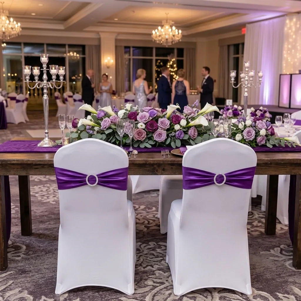Ceinture de Chaise Mariage Violette Design Elégant