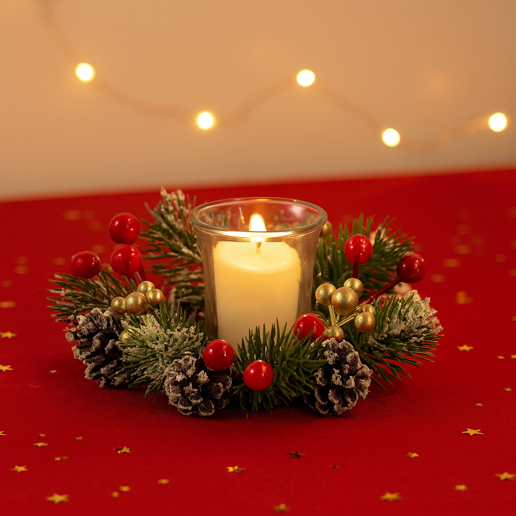 Centre de Table Couronne Baies Rouges