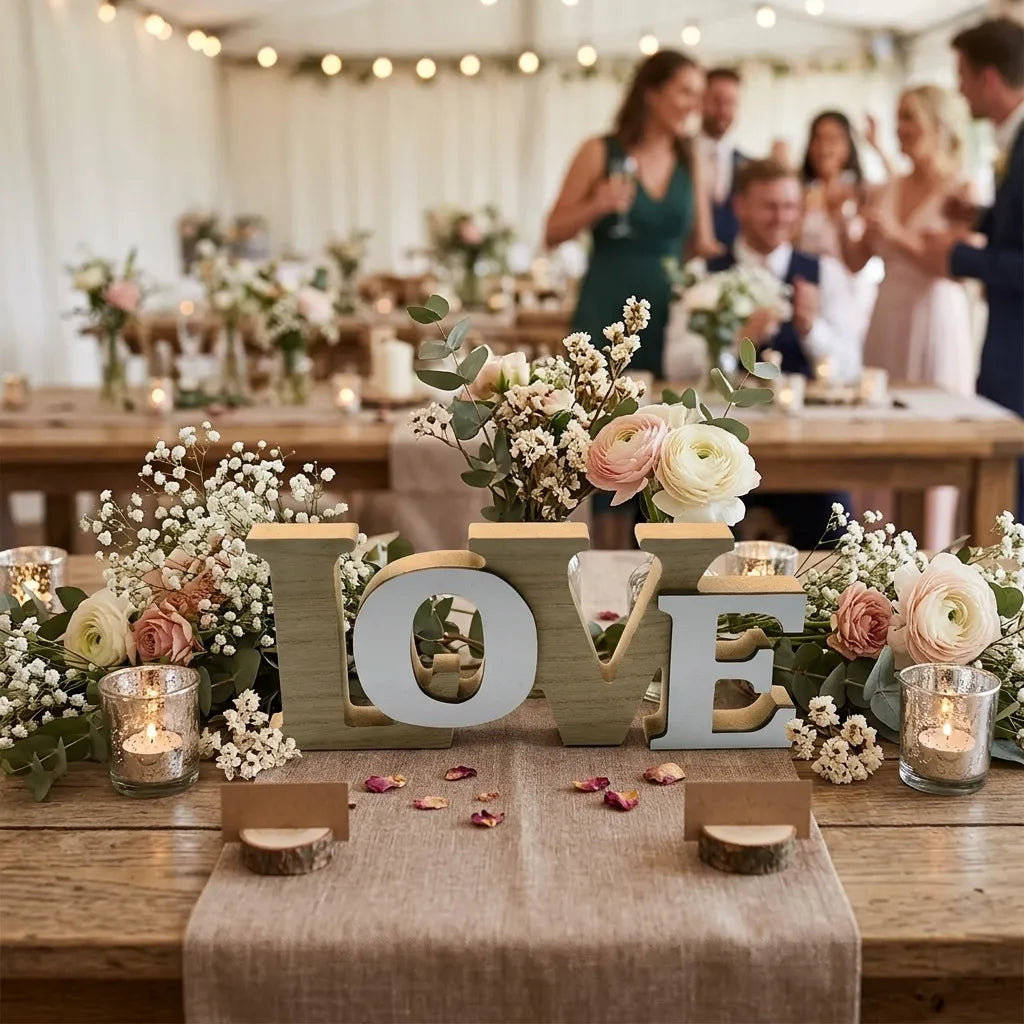 Centre de Table LOVE en Bois Unique