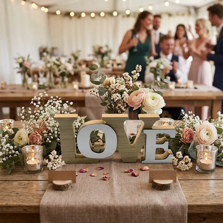 Centre de Table LOVE en Bois Unique