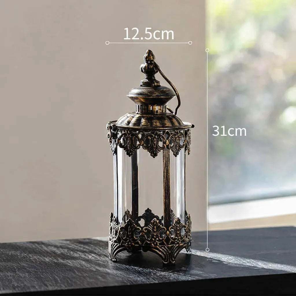 Centre de Table Lanterne Bougeoir en Fer Chaleureux