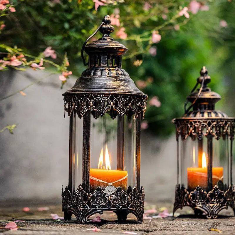 Centre de Table Lanterne Bougeoir en Fer Chic