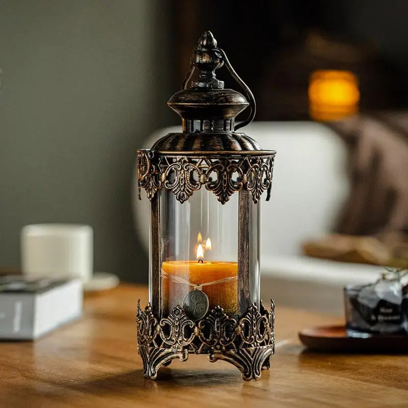Centre de Table Lanterne Bougeoir en Fer Elégant