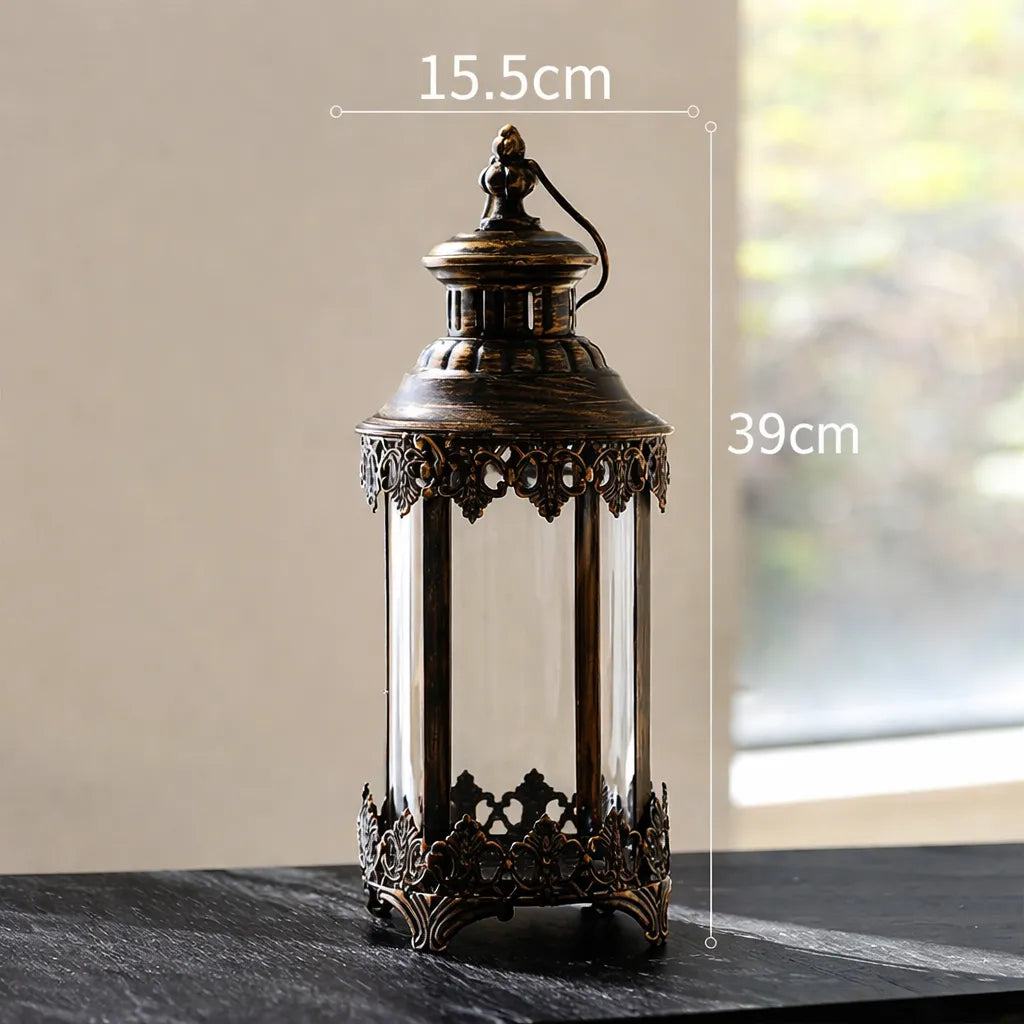 Centre de Table Lanterne Bougeoir en Fer Festive