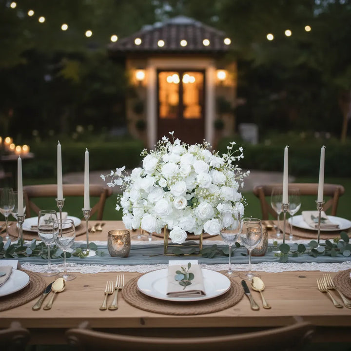 Centre de Table Mariage Blanc romantique