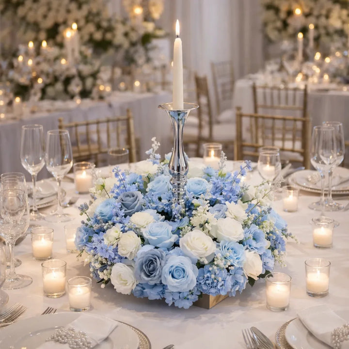 Centre de Table Mariage Bleu