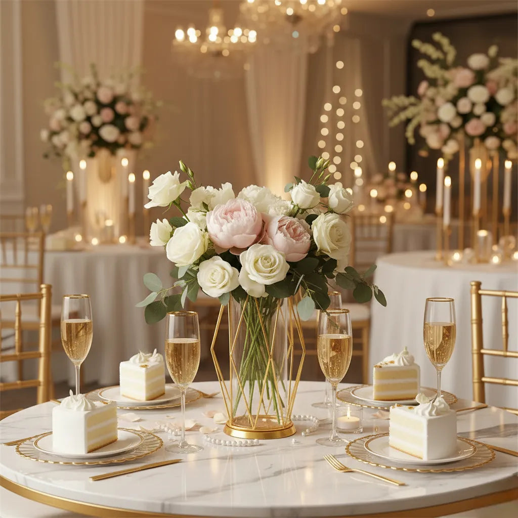 Centre de Table Mariage Vase Géométrique