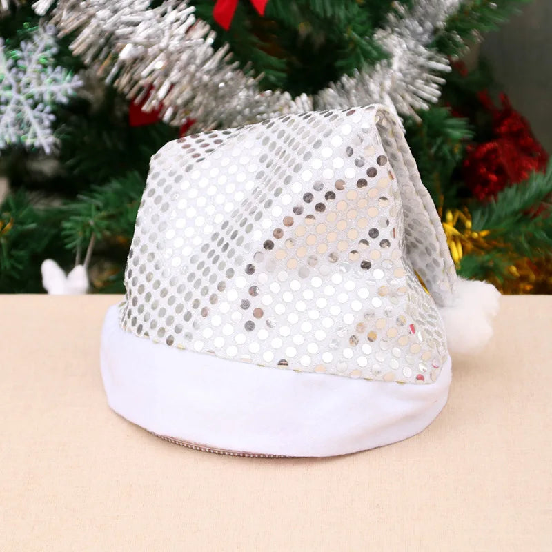 Chapeau de Noël Argentés à Paillettes