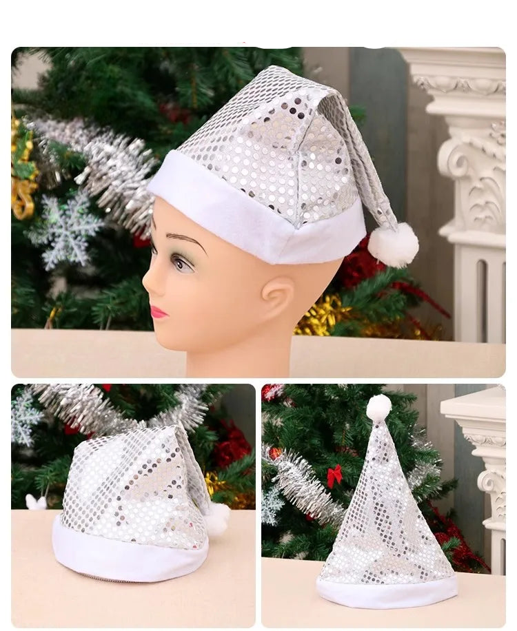 Chapeau de Noël Argentés à Paillettes Traditionnelle