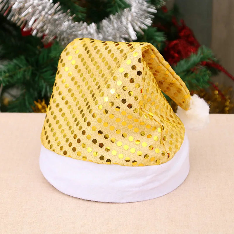 Chapeau de Noël Doré à Paillettes Design