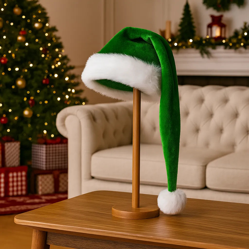 Chapeau de Noël Douillet vert original 