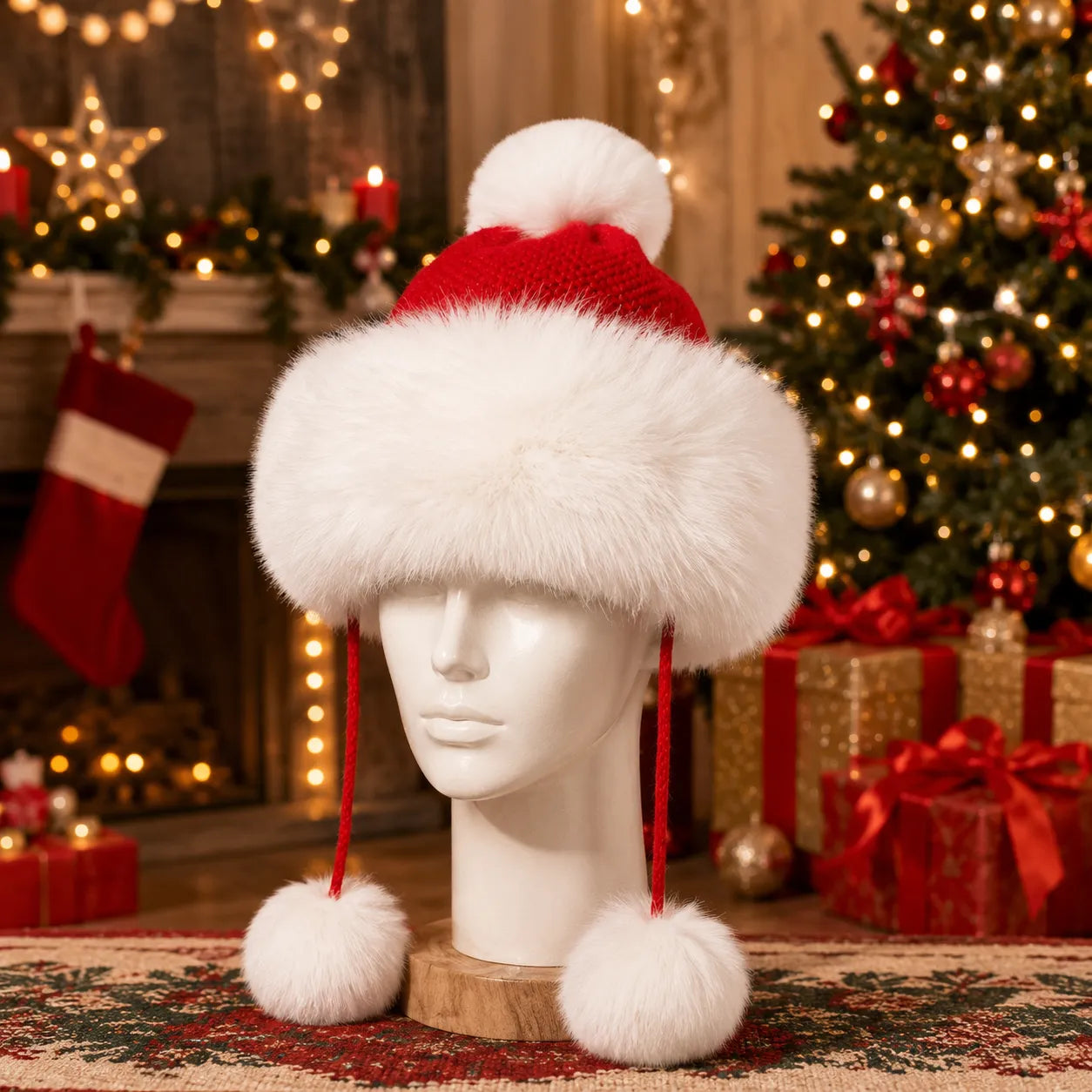 Chapeau de Noël à Pompons chic