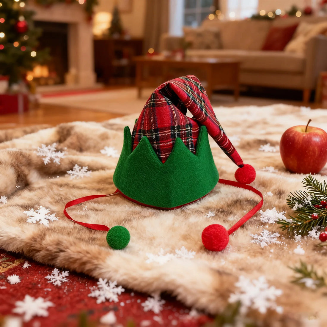 Chapeau de Noël Rouge et Vert Unique