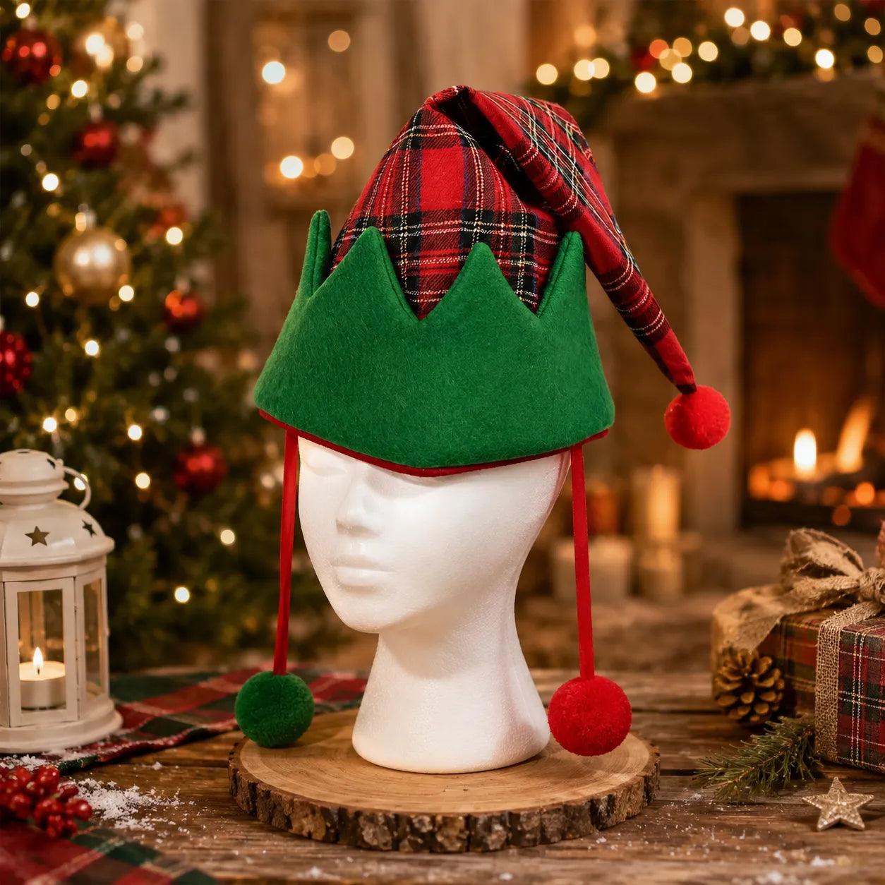 Chapeau de Noël Rouge et Vert chic