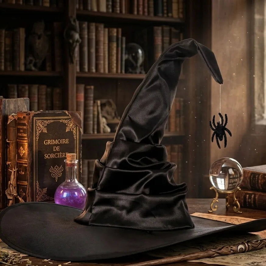 Chapeau de Sorcière Noir à Araignée Unique