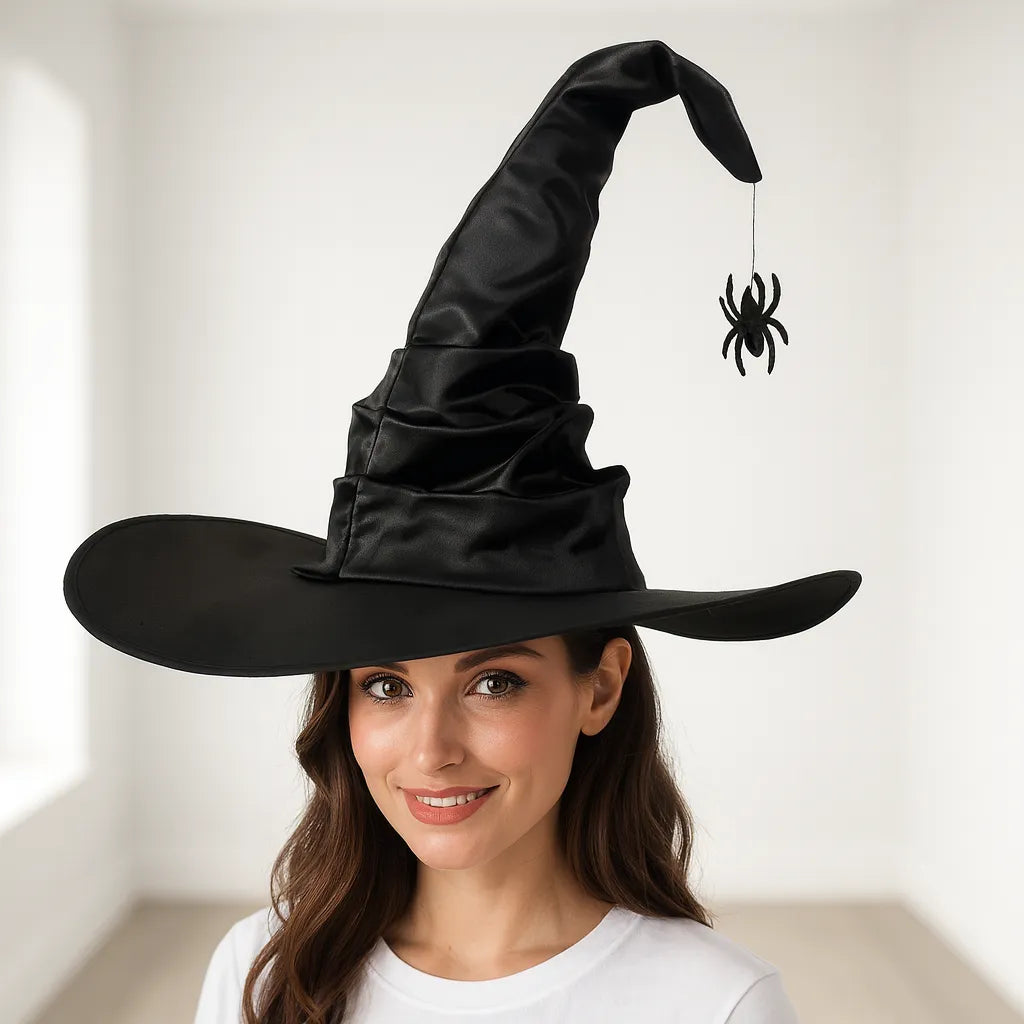 Chapeau de Sorcière Noir à Arraignée