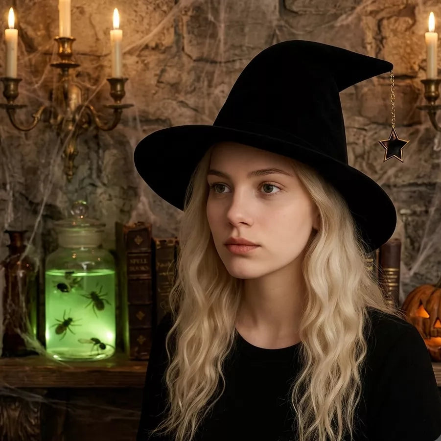 Chapeau de Sorcière Noir Elégant Original