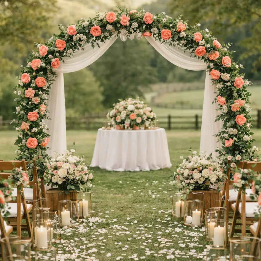 Guirlande De Roses Oranges Déco Arche Mariage 