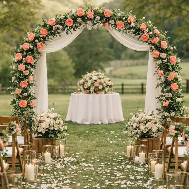 Guirlande De Roses Oranges Déco Arche Mariage 