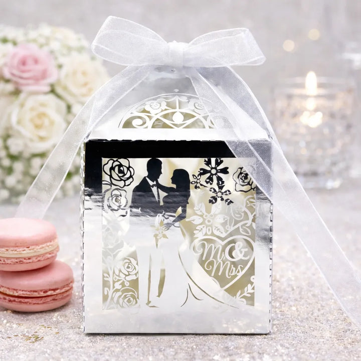 Boîte à Dragées Mariés Argentée