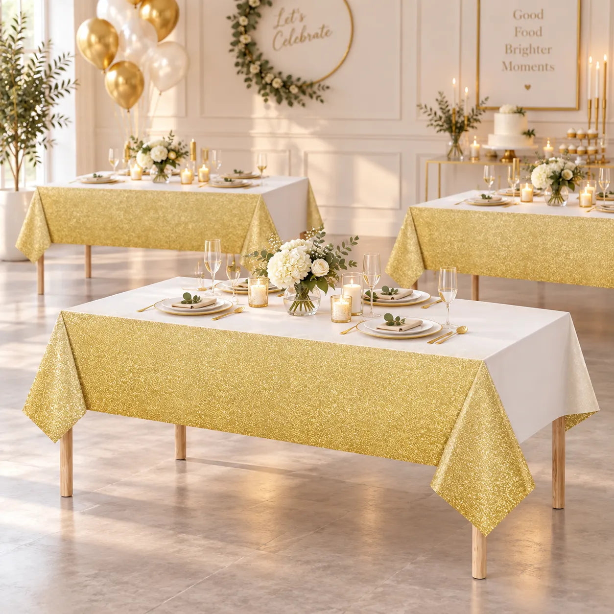 Nappe Anniversaire Blanc et Gold Classe