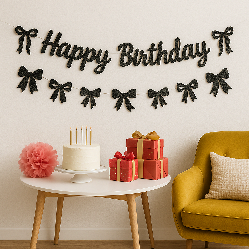 Guirlande Anniversaire Happy Birthday Noire