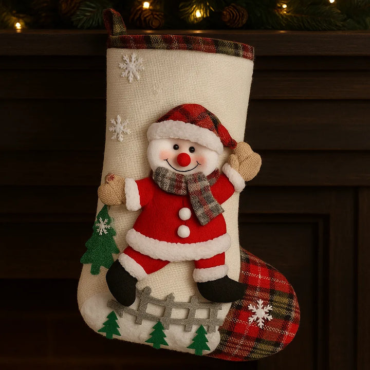 Chaussette Bonhomme de Neige Blanche.